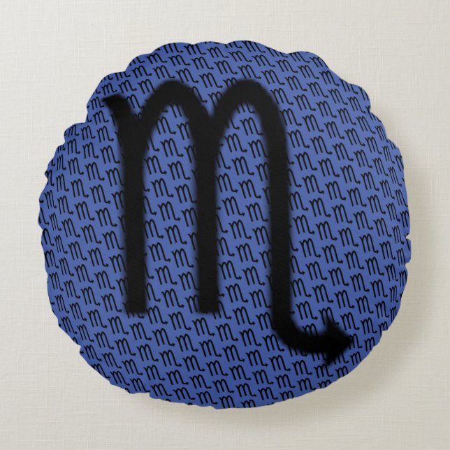 Almofada Redonda Scorpio Zodiac - Símbolo de Kenneth Yoncich (Frente)