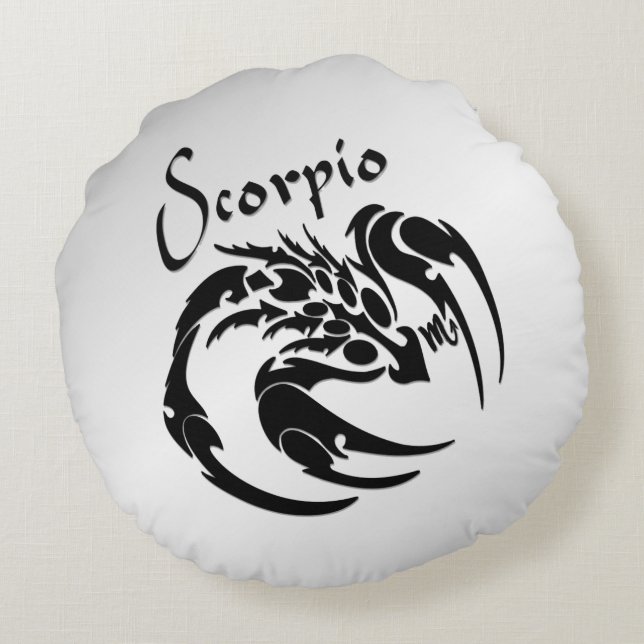 Almofada Redonda Scorpio Zodiac Símbolo e Sinal (Verso)