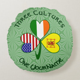 Almofada Redonda Scot Lion Irish USA Flags Shamrock Personalizado