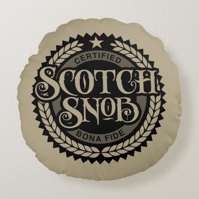 Almofada Redonda Scotch Snob - bebedor de uísque engraçado (Frente)