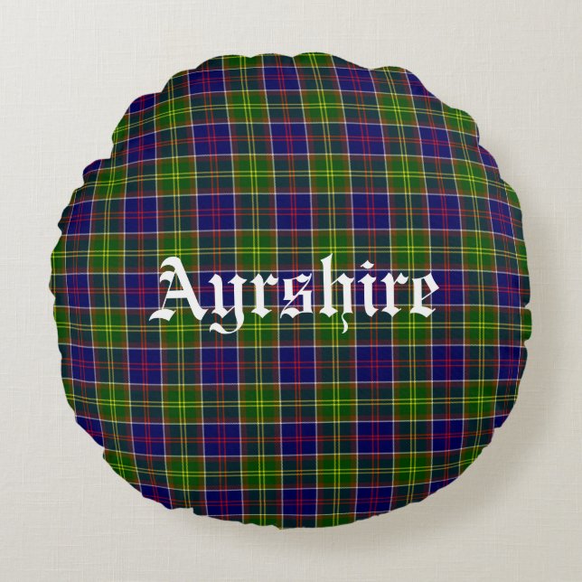 Almofada Redonda Scotland Ayrshire District Tartan (Frente)