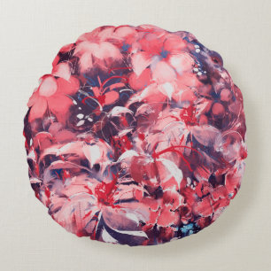 Almofada Redonda seamless abstract flowers, oil painting style, ill
