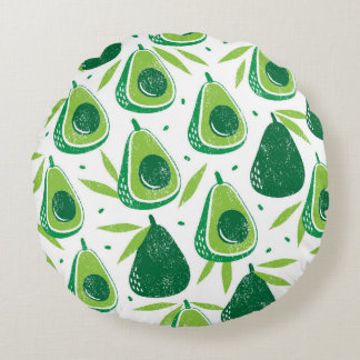 Almofada Redonda Seamless pattern with avocados. Stamp textured. vi