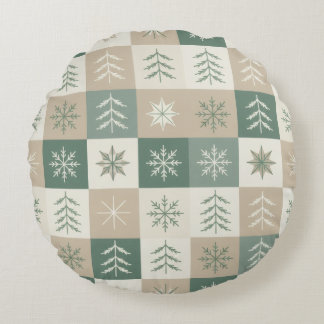 Almofada Redonda Seamless Scandinavian Christmas tree pattern