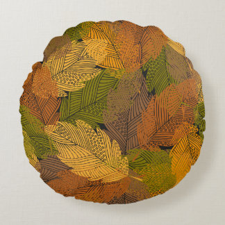 Almofada Redonda seamless vintage pattern with leaves in yellow col