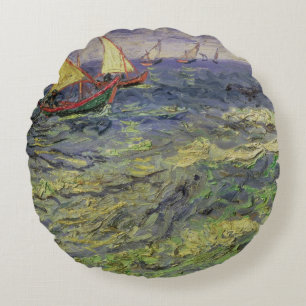 Almofada Redonda Seascape de Vincent van Gogh em Saintes-Maries