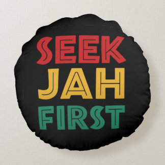Almofada Redonda Seek Jah First Rastafarian Reggae Rasta Colors