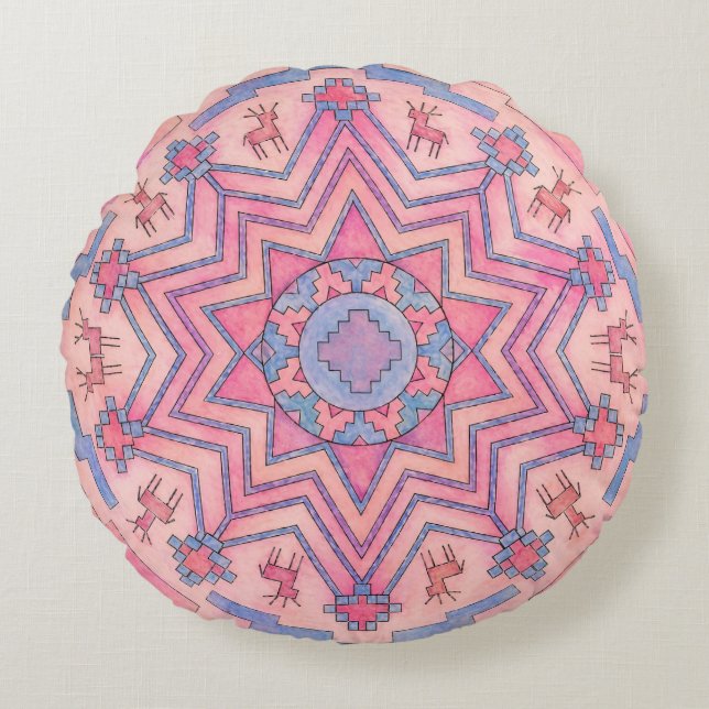 Almofada Redonda Seelenkreis Ethno Mandala Runde Kissen (Frente)