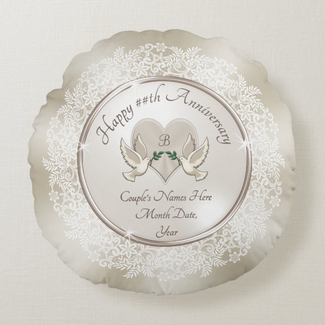 Almofada Redonda segundo, 13, 39 ou 8 anos de Presente para Ela (Frente)