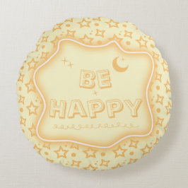 Almofada Redonda Seja Feliz, Travesseiro De Padrões De Estrelas Bon
