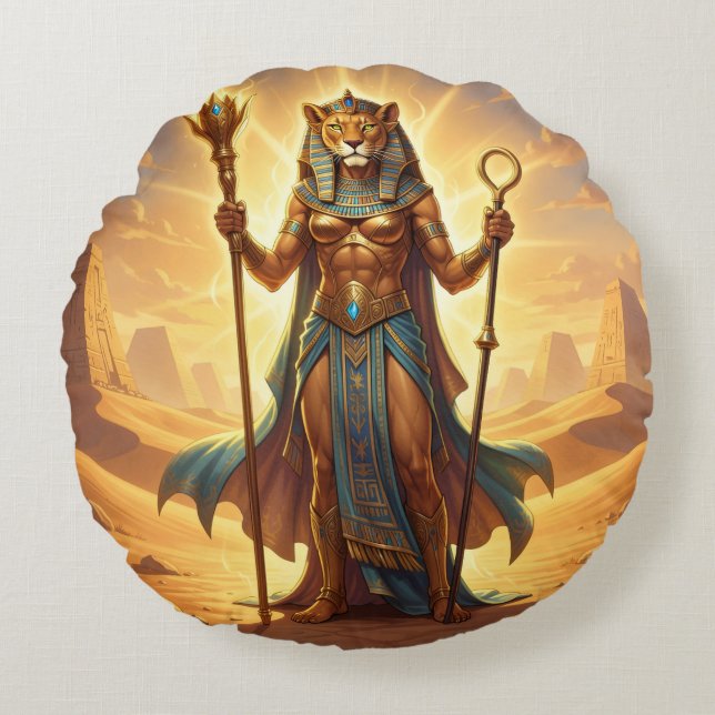 Almofada Redonda Sekhmet – Lion-Headed War Goddess´3 (Frente)