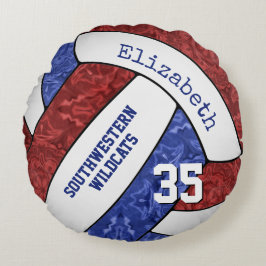 Almofada Redonda seleção de esporte azul maroon colorido voleibol f