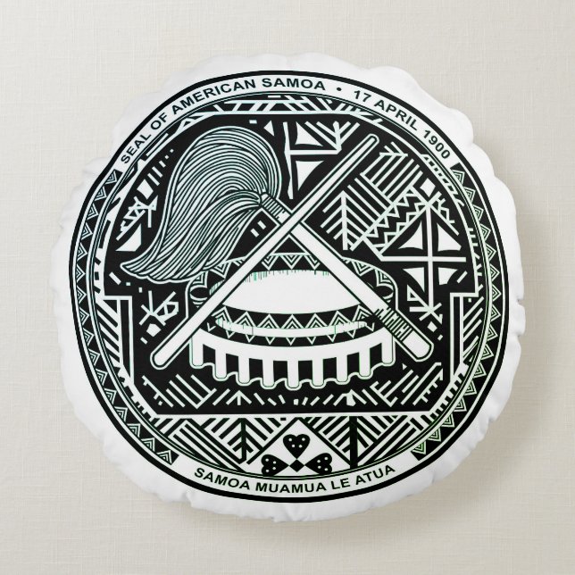 Almofada Redonda Selo de Samoa Americana (Frente)