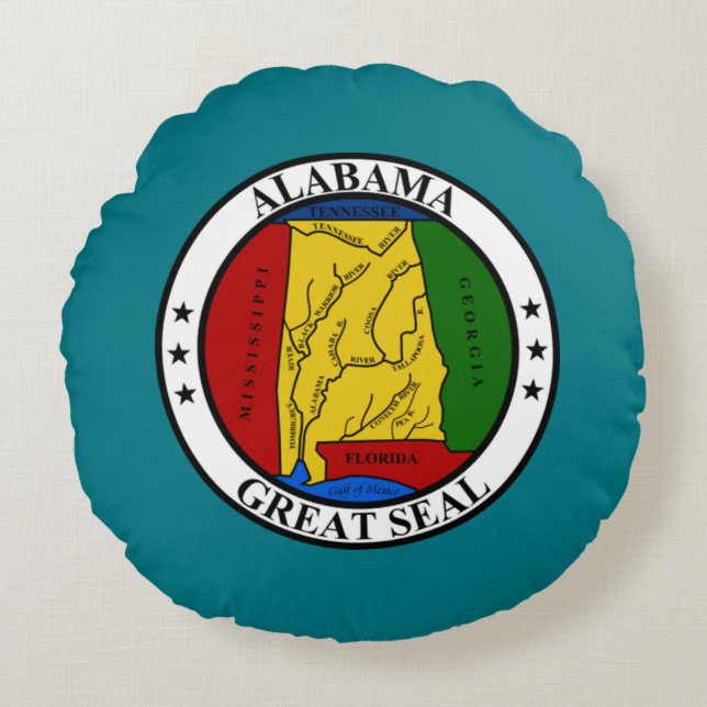 Almofada Redonda Selo estatal do Alabama (Frente)