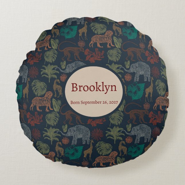 Almofada Redonda Selva Personalizada Safari (Frente)