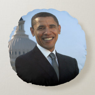 Almofada Redonda Senador Retrato, Presidente Americano Barack Obama