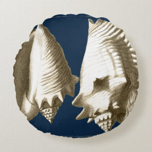 Almofada Redonda Sepia Conch Seashells