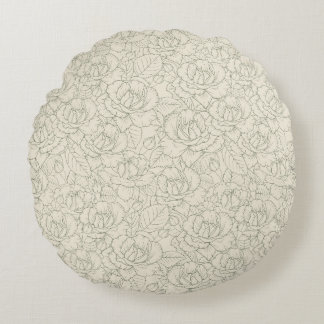 Almofada Redonda Serene Sage Green | Vintage Blossom Rosas