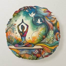 Almofada Redonda Serenidade de Ioga Vibrante