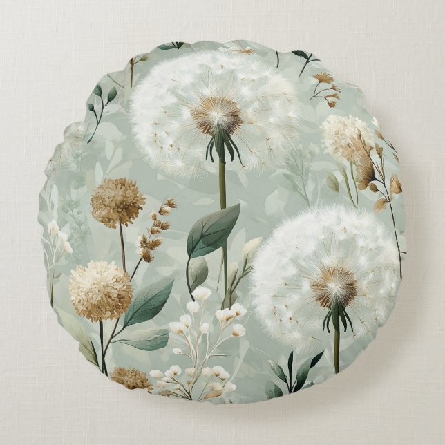 Almofada Redonda Série de Design Dandelion #18 (Frente)