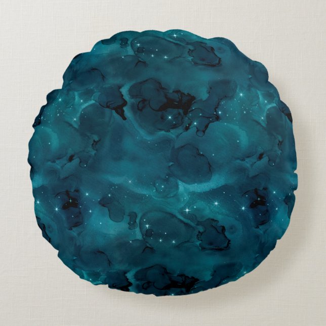 Almofada Redonda Série Teal Galaxy Design 5 (Frente)