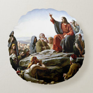 Almofada Redonda Sermão no Monte - Carl Bloch, belas artes,
