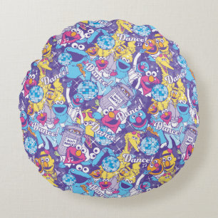 Almofada Redonda Sesame Street Groovy Dance Pattern