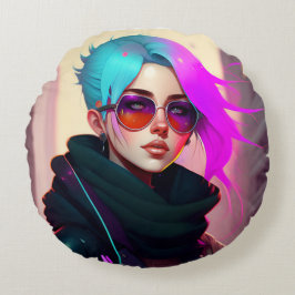 Almofada Redonda Sewer Emo Punk Lady