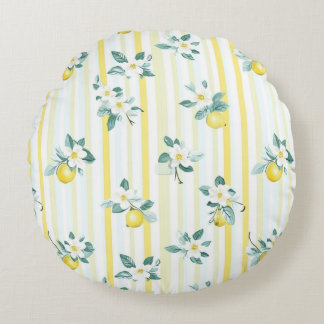 Almofada Redonda Shabby Chic Lemon Floral Series Design #12