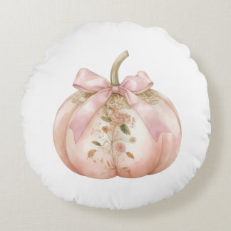Almofada Redonda Shabby Chic Rosa Floral Abóbora Coquette Outono