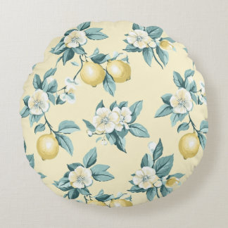 Almofada Redonda Shabby Chic Série de Flores de Limão Design #10