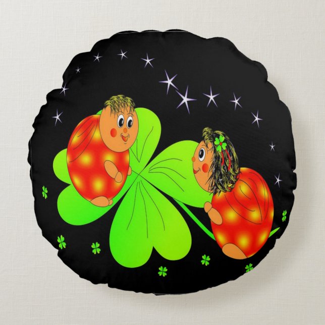 Almofada Redonda Shamrock de Ladybird (Frente)