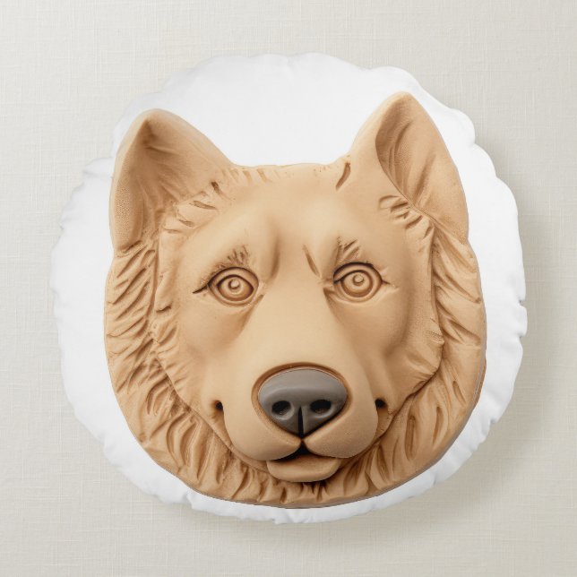 Almofada Redonda Shepherd Dog 3D belga inspirado (Frente)