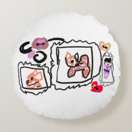 Almofada Redonda Shiba Inu hearts