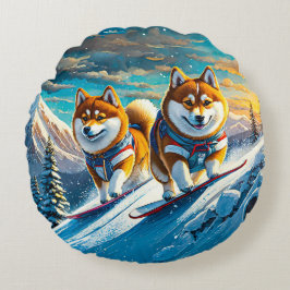 Almofada Redonda Shiba Inu Nos Snowboards 02 Design: Rich AMeN Gill