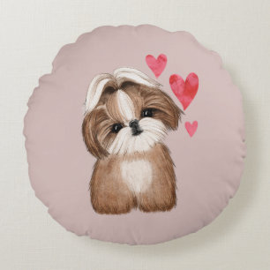 Almofada Redonda Shih Tzu Personalizado com Nome Ano