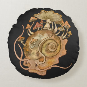 Almofada Redonda Shroom Snail Spirit Round Travesseiro
