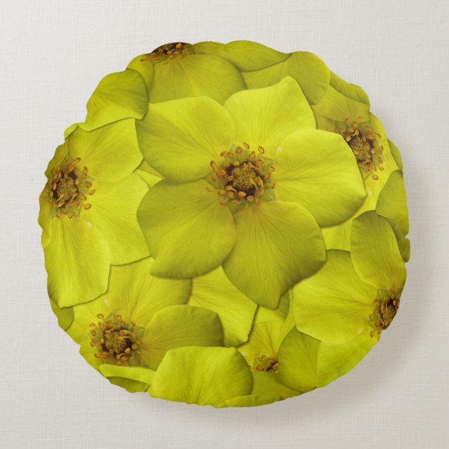 Almofada Redonda Shrubby Cinquefoil Padrão Sem Costura (Frente)