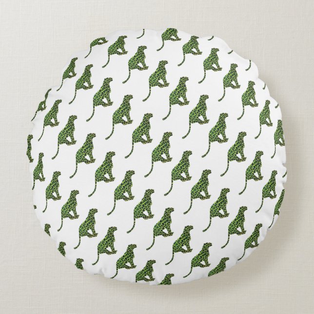 Almofada Redonda Silhouette Leopard Black and Green (Frente)