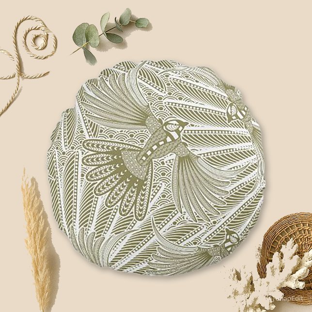 Almofada Redonda Silhueta de aves desenhadas à mão (Criador carregado)