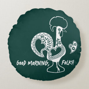 Almofada Redonda Silhueta Moderna do Galo Português