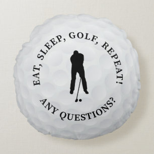 Almofada Redonda Silhueta Personalizada de Golfista Masculino Bola