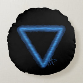 Almofada Redonda Símbolo de Alquimia de Elemento de Água ondulada