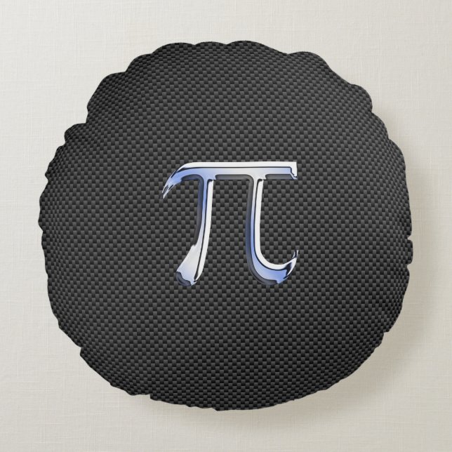 Almofada Redonda Símbolo de cromo como Pi no estilo de fibra de car (Frente)