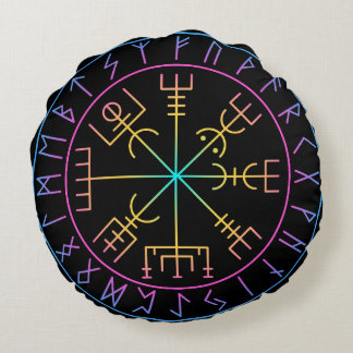 Almofada Redonda Símbolo de design do Compasso Viking Vegvisir