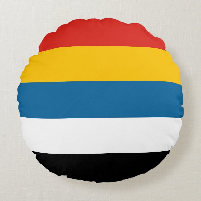 Almofada Redonda símbolo do país de bandeira da china Manchukuo his (Frente)