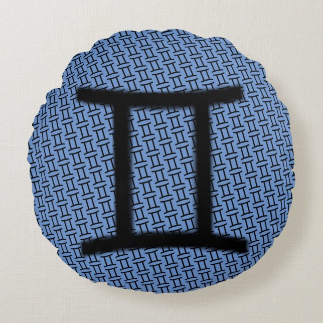 Almofada Redonda Símbolo Gemini Zodiac Padrão por Kenneth Yoncich (Frente)