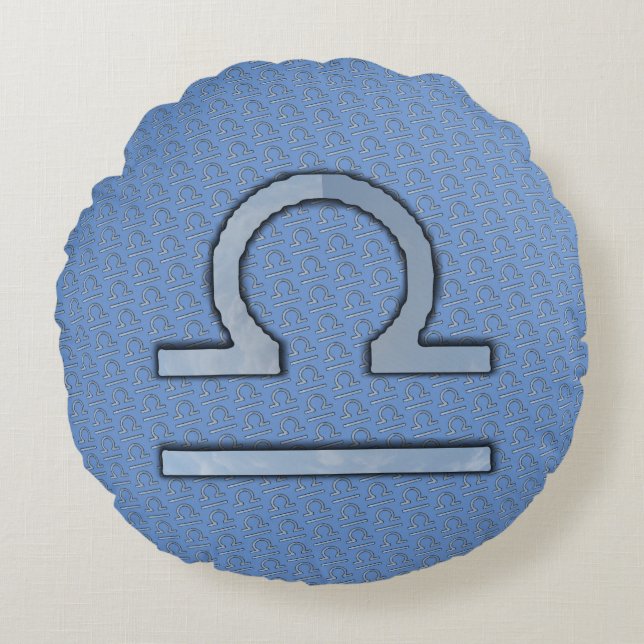 Almofada Redonda Símbolo Libra Zodiac Elemento de Kenneth Yoncich (Frente)