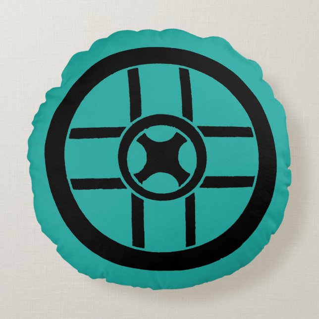 Almofada Redonda Símbolo nórdico: Cruz da roda (Frente)