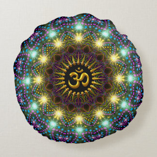 Almofada Redonda Símbolo Om Mandala Luz de Cura